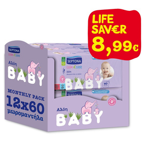 Baby Calm n Care Wipes Aloe Monthly Pack 12X60 720τμχ