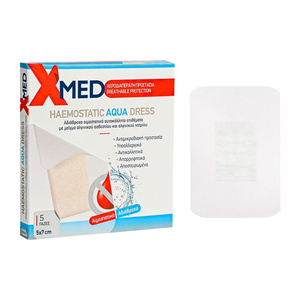 X-Med Haemostatic Aqua Dress Αδιάβροχα Αιμοστατικά Αυτοκόλλητα 5x7cm 5τμχ