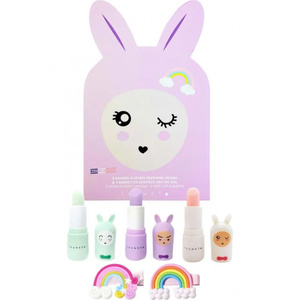 Deluxe Paper Bunny 3x3.5 Gr Lip Balm & 2 Rainbow Hairstuff