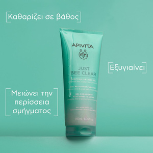 Just Bee Clear Gel Καθαρισμού Εξυγιαίνει Το Δερμα Με Propolis Amc & Φυτικό Σαλικυλικό Οξύ 200ml